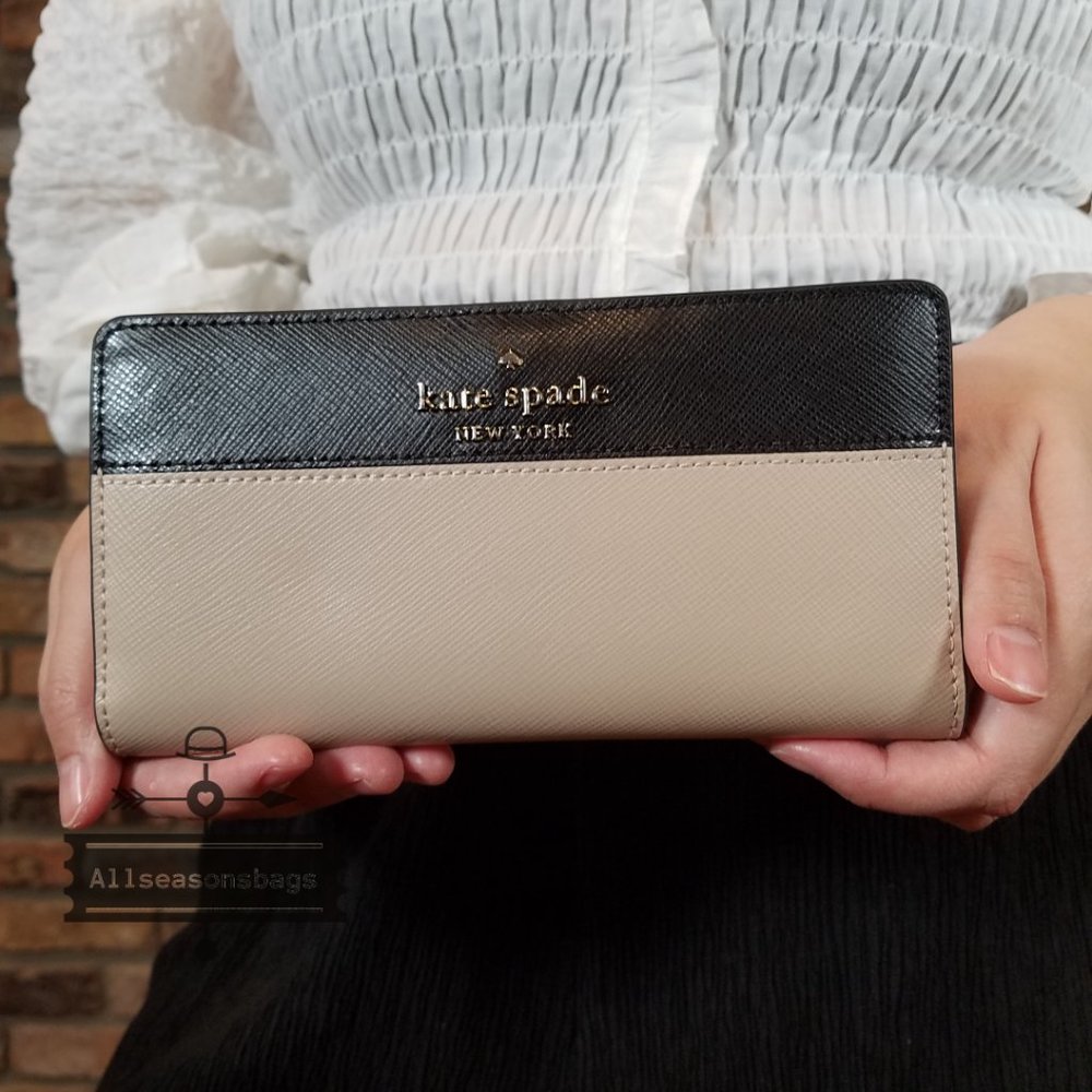 Kate Spade STACI Large SLIM BIFOLD Wallet Beige - Picture 7 of 7